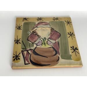 Marcoe e Cristina 8" Christmas Santa/Father Christmas Tile Trivet Made in Italy